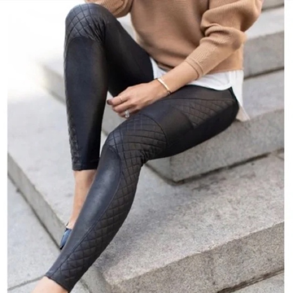 SPANX Quilted Faux Leather Leggings